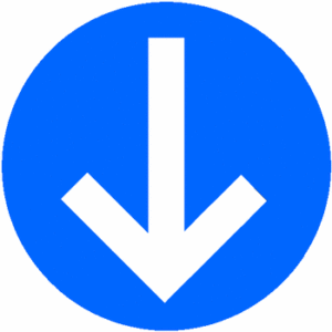 A blue color arrow sign with no background